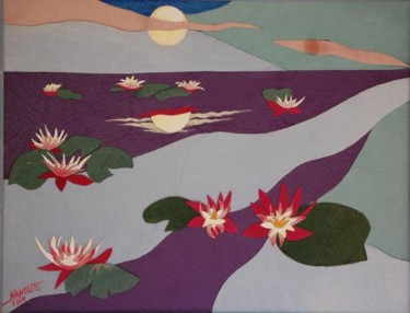 Peinture intitulée "lotus" par Nanou, Œuvre d'art originale, Huile
