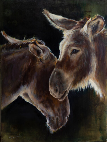 Peinture intitulée "Donkey Love" par Nanouk Weijnen, Œuvre d'art originale, Huile