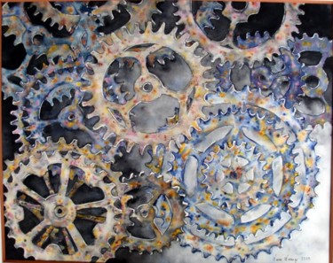 Peinture intitulée "roues dentées" par Nanou Marange, Œuvre d'art originale
