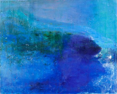 Peinture intitulée "Plan bleu" par Nao Kaneko, Œuvre d'art originale, Huile Monté sur Châssis en bois