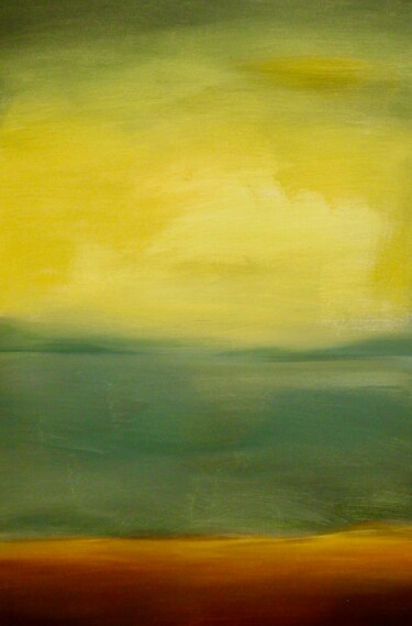 Painting titled "Zen-Scape Alfa" by Naoko Paluszak, Original Artwork, Oil Mounted on Wood Stretcher frame