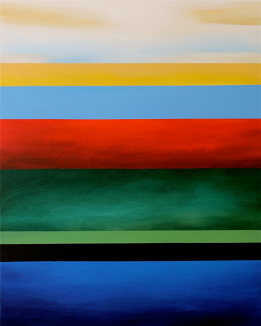 Painting titled "Zen-scape" by Naoko Paluszak, Original Artwork, Acrylic Mounted on Wood Stretcher frame