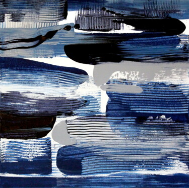 Painting titled "Indigo #2" by Naoko Paluszak, Original Artwork, Acrylic Mounted on Wood Stretcher frame