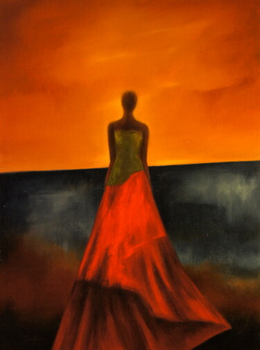 Painting titled "In the Half Light" by Naoko Paluszak, Original Artwork, Oil Mounted on Wood Stretcher frame