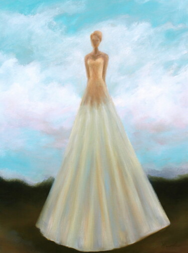 Painting titled "Who Are These Angel…" by Naoko Paluszak, Original Artwork, Oil Mounted on Wood Stretcher frame