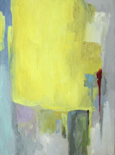 Painting titled "Urban Yellow" by Naoko Paluszak, Original Artwork, Acrylic Mounted on Wood Stretcher frame