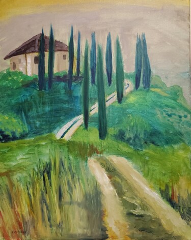 Painting titled "Through the Cypress…" by Naomi Czupryna, Original Artwork, Oil