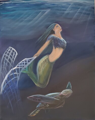 Painting titled "Whispers in the Deep" by Naomi Czupryna, Original Artwork, Oil