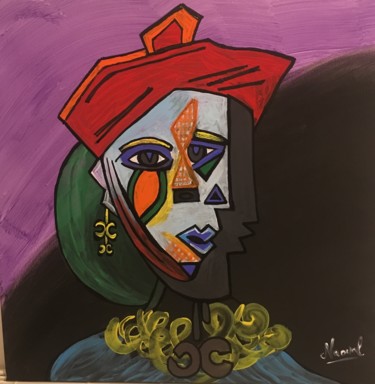 Peinture intitulée "La femme aux deux v…" par Naw, Œuvre d'art originale, Acrylique