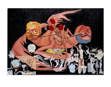 Pintura intitulada "Hemotransfusion" por Narcissuz, Obras de arte originais, Óleo Montado em Armação em madeira