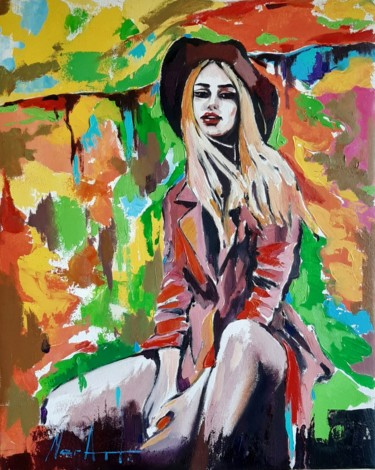 Painting titled "Blonde (40x50cm, oi…" by Narek Jaghacpanyan, Original Artwork, Oil Mounted on Wood Stretcher frame