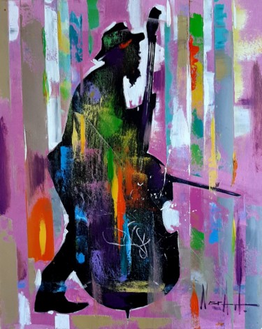 Peinture intitulée "Jazz (40x50cm, oil/…" par Narek Jaghacpanyan, Œuvre d'art originale, Huile Monté sur Châssis en bois