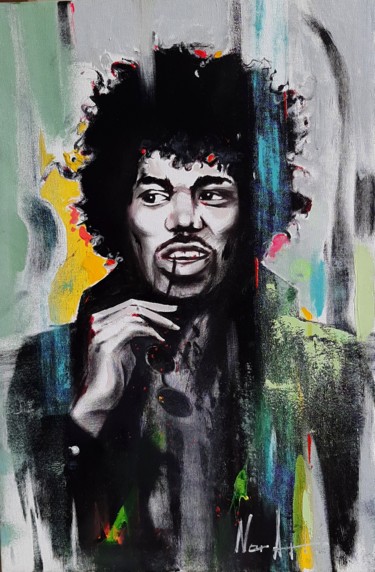 Картина под названием "Jimi Hendrix (40x60…" - Narek Jaghacpanyan, Подлинное произведение искусства, Масло Установлен на Дер…