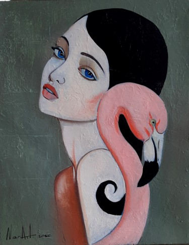 Painting titled "Tenderness (40x50cm…" by Narek Jaghacpanyan, Original Artwork, Oil Mounted on Wood Stretcher frame