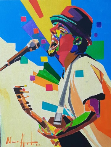 Painting titled "Jason Thomas Mraz (…" by Narek Jaghacpanyan, Original Artwork, Acrylic Mounted on Wood Stretcher frame