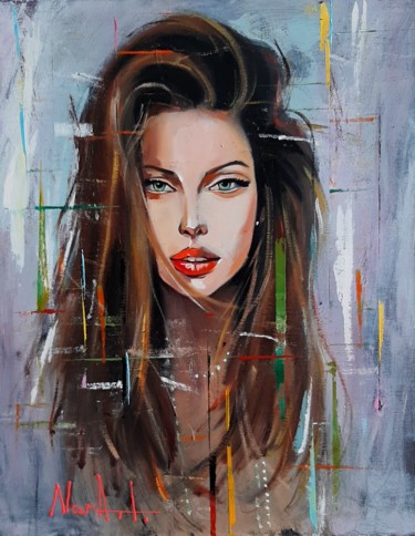 Painting titled "Lady (40x50cm, oil/…" by Narek Jaghacpanyan, Original Artwork, Oil Mounted on Wood Stretcher frame