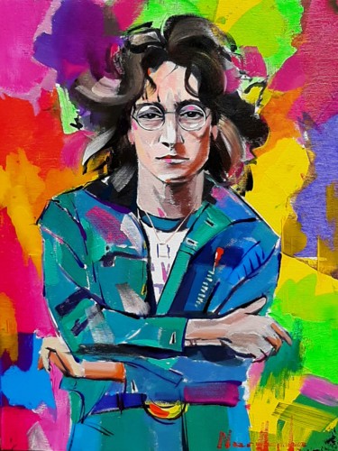 Schilderij getiteld "John Lennon (35x45c…" door Narek Jaghacpanyan, Origineel Kunstwerk, Acryl Gemonteerd op Frame voor hout…
