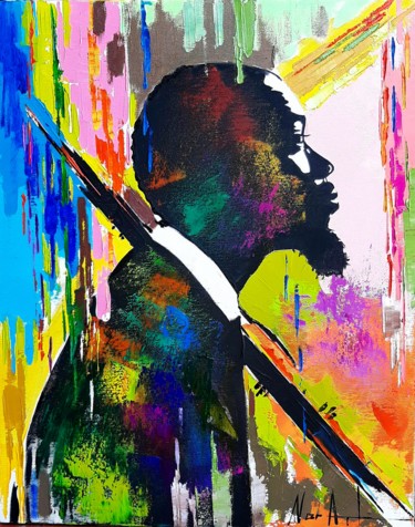 Painting titled "Eric Dolphy (40x50c…" by Narek Jaghacpanyan, Original Artwork, Oil Mounted on Wood Stretcher frame