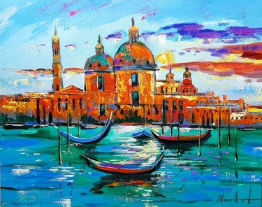 Painting titled "Venice (40x50cm, oi…" by Narek Jaghacpanyan, Original Artwork, Oil Mounted on Wood Stretcher frame