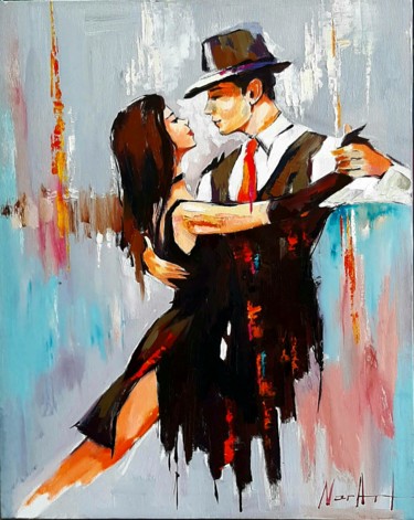 Painting titled "Dance of love (40x5…" by Narek Jaghacpanyan, Original Artwork, Oil Mounted on Wood Stretcher frame