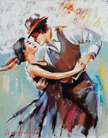 Pintura titulada "Dance of love-2 (40…" por Narek Jaghacpanyan, Obra de arte original, Oleo Montado en Bastidor de camilla d…