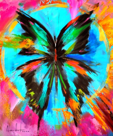 Peinture intitulée "Butterfly-2 (50x60c…" par Narek Jaghacpanyan, Œuvre d'art originale, Huile Monté sur Châssis en bois