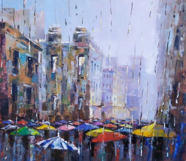 Картина под названием "Rainy day(70x60cm,…" - Narek, Подлинное произведение искусства, Масло Установлен на Деревянная рама д…