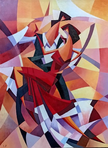 Tango-1 (60x80cm, cubism, oil painting, ready to hang) Ζωγραφική με τίτλο "Tango-1 (60x80cm, c…" από Narek, Αυθεντικά έργα τέχνης, Λάδι Τοποθετήθηκε στο Τσάντα καμβά