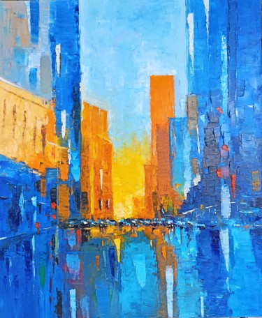 Картина под названием "City scene (50x60cm…" - Narek, Подлинное произведение искусства, Масло Установлен на Деревянная рама…