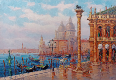 Painting titled "Venice (70x100cm, o…" by Narek, Original Artwork, Oil Mounted on Wood Stretcher frame