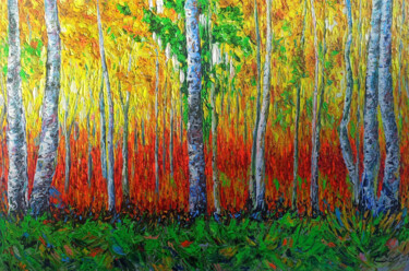 Painting titled "Autumn landscape (8…" by Narek, Original Artwork, Oil Mounted on Wood Stretcher frame