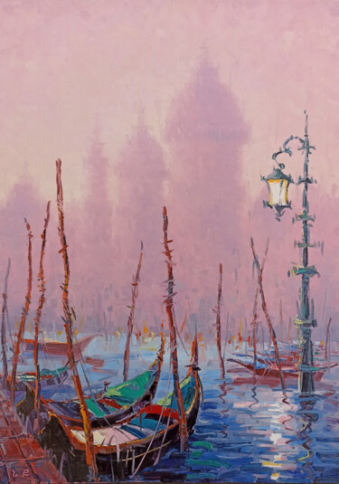 Painting titled "Venice (70x50cm, oi…" by Narek, Original Artwork, Oil Mounted on Wood Stretcher frame