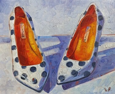 Painting titled "Old Shoes (24x30cm,…" by Narek, Original Artwork, Oil Mounted on Wood Stretcher frame