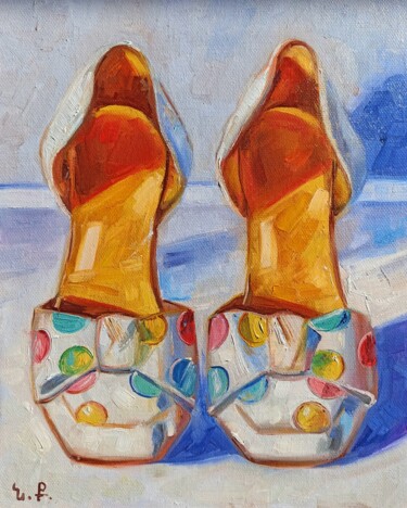 Painting titled "Old Shoes-2 (24x30c…" by Narek, Original Artwork, Oil Mounted on Wood Stretcher frame