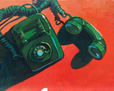 제목이 "Retro - old green t…"인 미술작품 Narek로, 원작, 기름 나무 들것 프레임에 장착됨