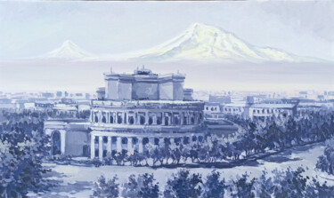 Картина под названием "Cityscape - Yerevan…" - Narek, Подлинное произведение искусства, Масло Установлен на Деревянная рама…