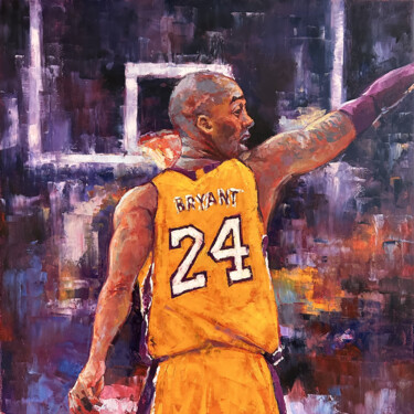 Painting titled "Kobe Bryant" by Narek, Original Artwork, Oil Mounted on Wood Stretcher frame
