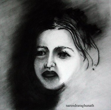 Рисунок под названием "charcoal on paper" - Narendraraghunath, Подлинное произведение искусства
