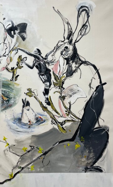 Картина под названием "second rabbit" - Narges Soleimanzadeh, Подлинное произведение искусства, Акрил