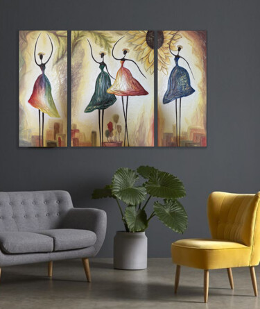 Malarstwo zatytułowany „Ballerinas” autorstwa Narine Vardanyan (Narin), Oryginalna praca, Akryl Zamontowany na Drewniana ram…