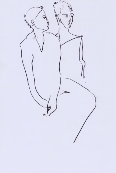 Drawing titled "In conversation" by Narine Grigoryan, Original Artwork