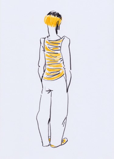 Drawing titled "Yellow" by Narine Grigoryan, Original Artwork