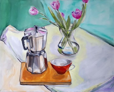 Painting titled "Good Morning" by Narine Grigoryan, Original Artwork, Acrylic Mounted on Wood Stretcher frame