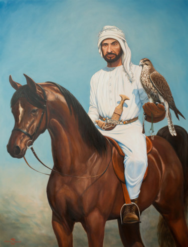 Peinture intitulée "Sheikh Zayed Bin Su…" par Vladimir Narykov, Œuvre d'art originale, Huile
