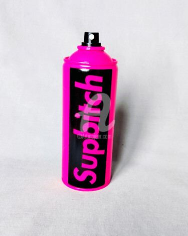 Sculpture titled "Supbitch Spray Can…" by Na$H, Original Artwork, Spray paint