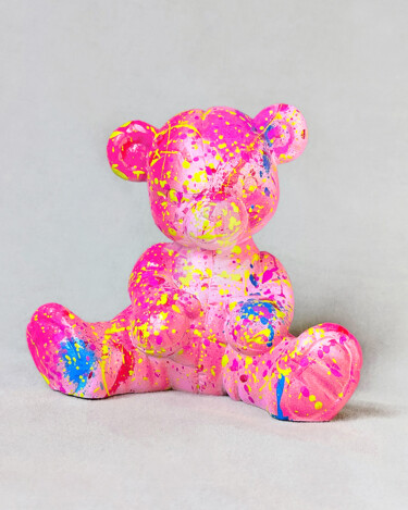 Sculpture titled "Abs Teddy Pink" by Na$H, Original Artwork, Acrylic