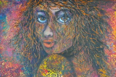 Peinture intitulée "Medusa"s Daughter" par N.N. Art, Œuvre d'art originale, Huile Monté sur Carton