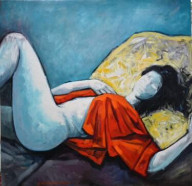 Painting titled "Nu soleil" by Nasser Ghazizadeh, Original Artwork, Oil
