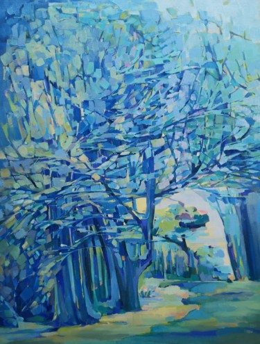 Malerei mit dem Titel "Bleue" von Anastasiia Schull, Original-Kunstwerk, Öl