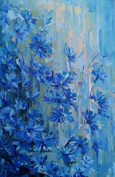 Painting titled "bleuets" by Anastasiia Schull, Original Artwork, Oil